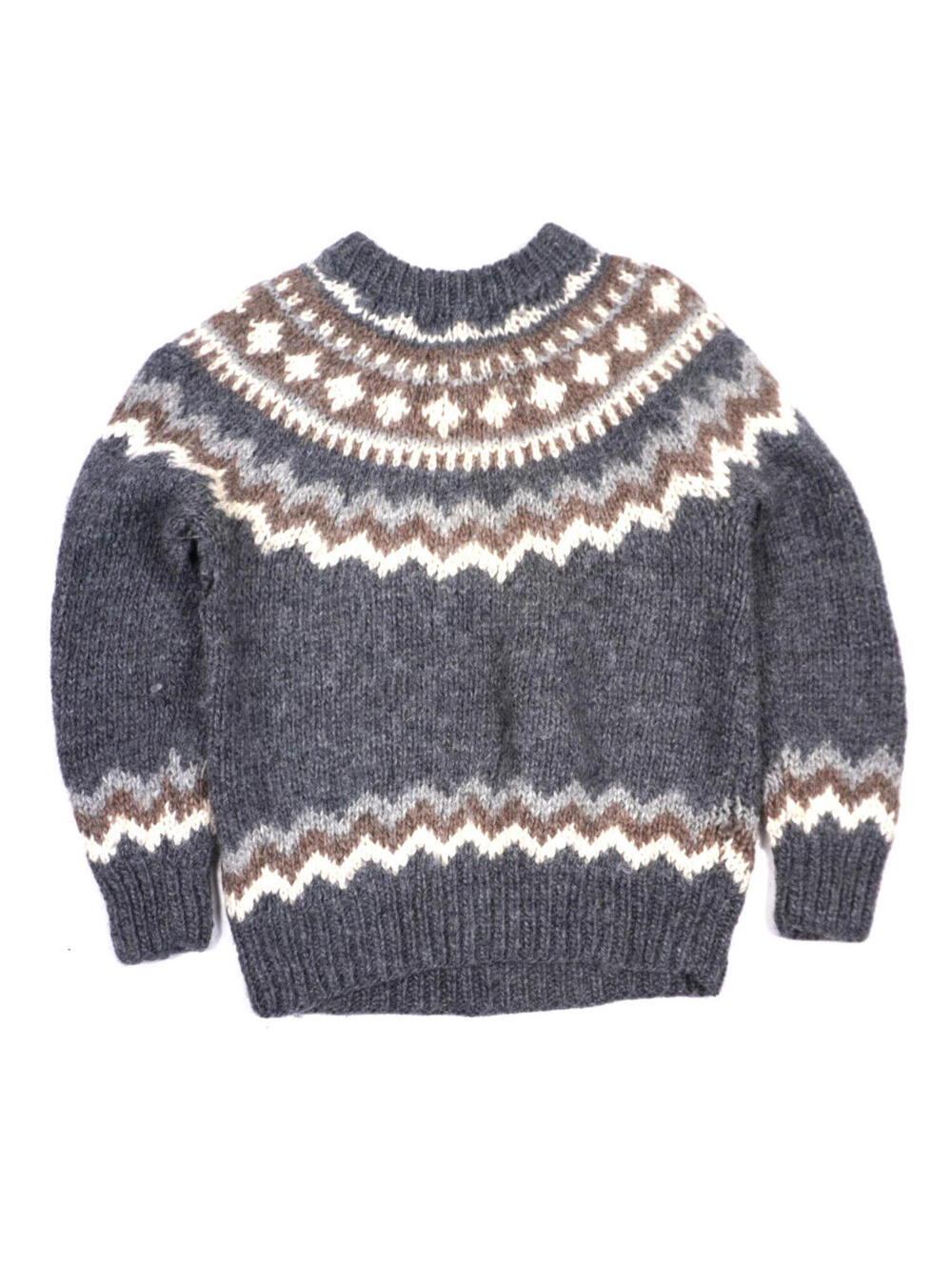 Vintage Hand Knit Icelandic Fair Isle Wool Sweater Womens Large Nordic Chunky - Picture 2 of 5